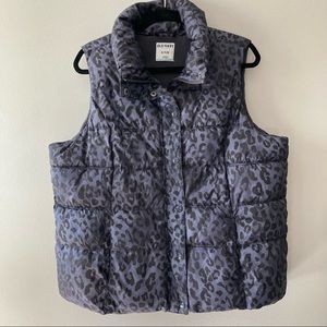 Old Navy Frost Free Women's Easy Puffer Vest Jacket Extra Large Leopard Pattern